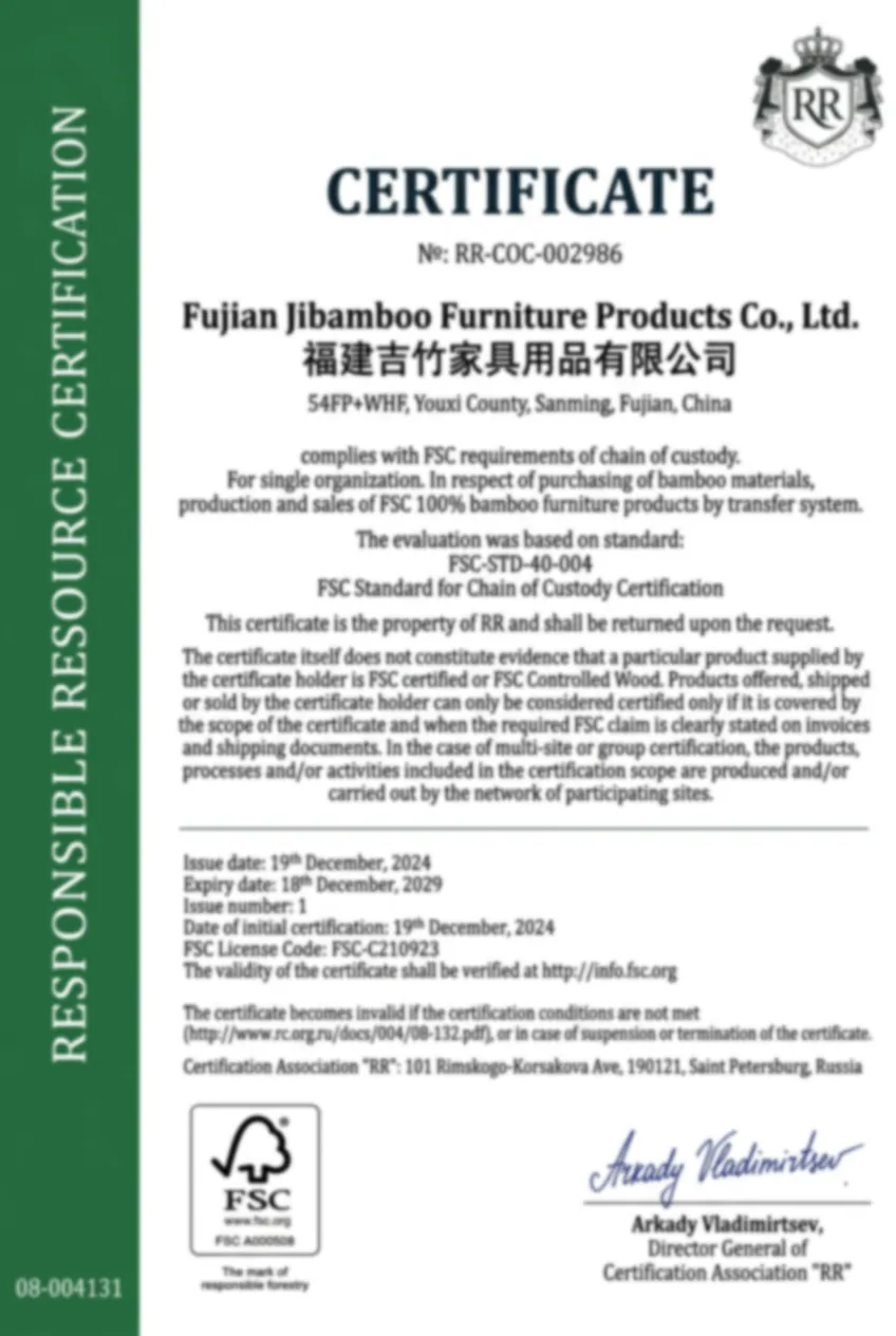 Fujian_Jibamboo_Certificate_FSC Chain of Custody Certification RR_