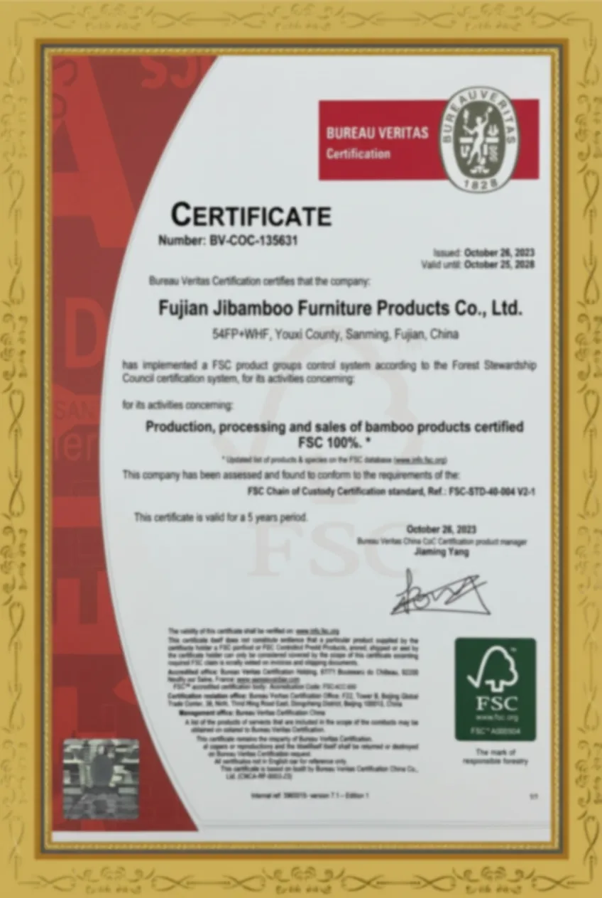 Fujian_Jibamboo_Certificate_FSC FSC Chain of Custody Certification_