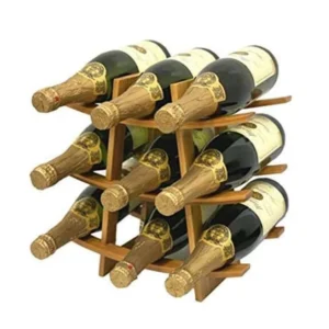 12-Bottle Bamboo Wine Rack for Champagne Storage (1)