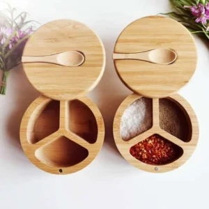 3-Compartment Bamboo Spice Box with Lid & Spoon (2)