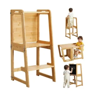 4-in-1 Convertible Bamboo Toddler Learning Tower (1)