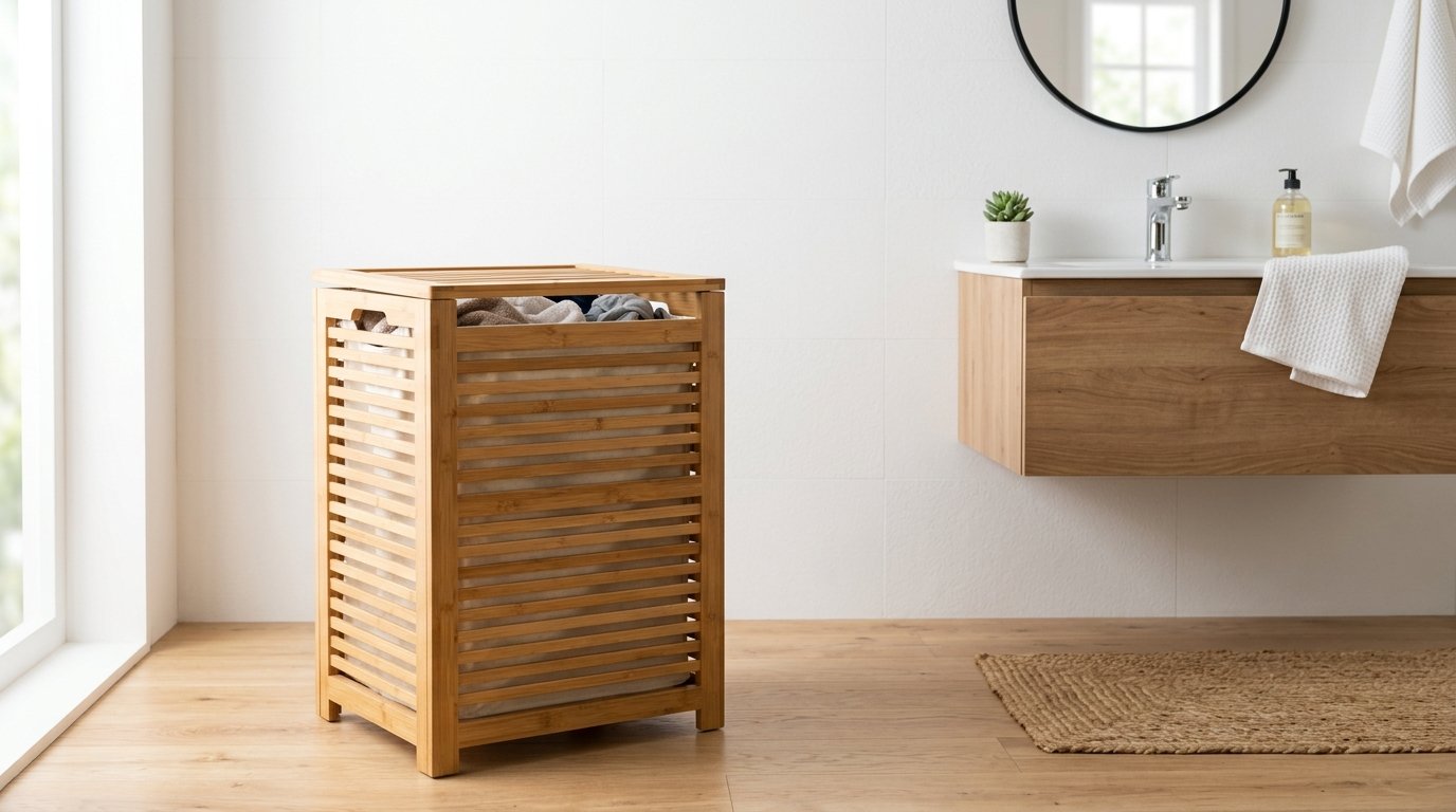 bamboo laundry hamper with breathable design