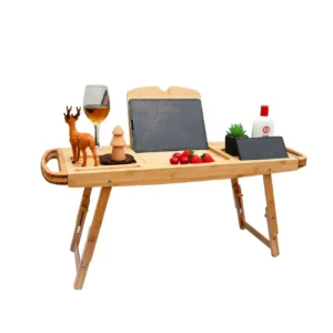Adjustable Bamboo Lap Desk with Cup Holder (1)