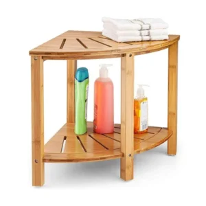 Bamboo 2-Tier Corner Shower Shelf for Bathroom (1)