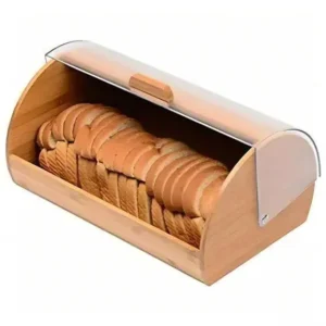 Bamboo Bread Box with Clear Acrylic Roll Top Lid (1)