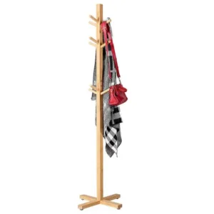 Bamboo Freestanding Coat Rack with 8 Hooks (1)
