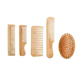 Bamboo Hair Styling Comb Set with Cushion Brush (2)