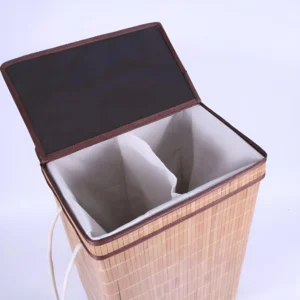 Bamboo Laundry Hamper with Lid & Cotton Handles (1)