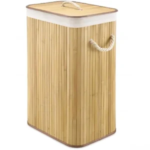 Bamboo Laundry Hamper with Lid & Cotton Handles (3)