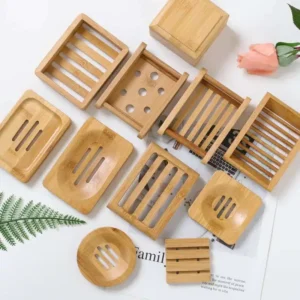 Bamboo Soap Dish Holder Set for Bathroom (1)