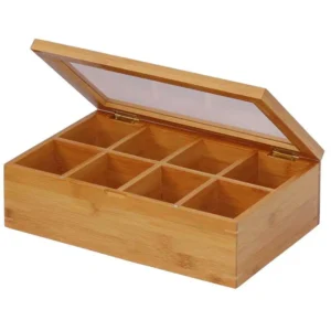 Bamboo Tea Bag Holder with Divided Compartments (3)