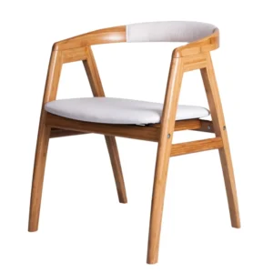 Modern Bamboo Armchair with White Cushion Eco Friendly Design