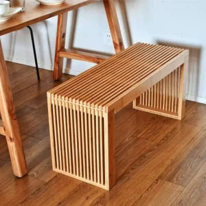 Modern Bamboo Slatted Dining Bench with Storage (3)