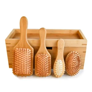 Natural Bamboo Detangling Hair Brush Set (1)
