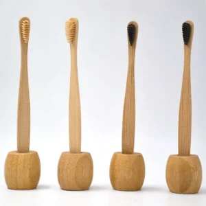 Natural Bamboo Toothbrush and Holder Stand (1)