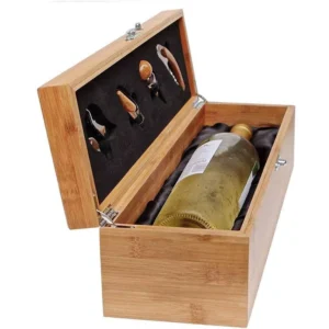 Personalized Bamboo Wine Box with Corkscrew Set