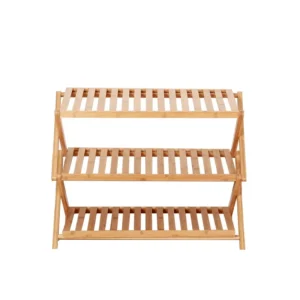 Portable Foldable Bamboo Shoe Storage Rack with Ventilated Slats (2)