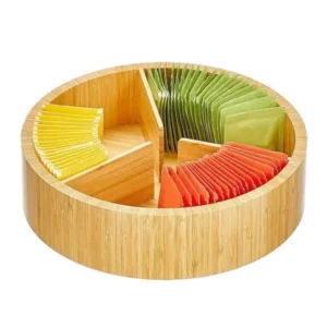 Rotating Bamboo Spice & Tea Organizer with Dividers (2)