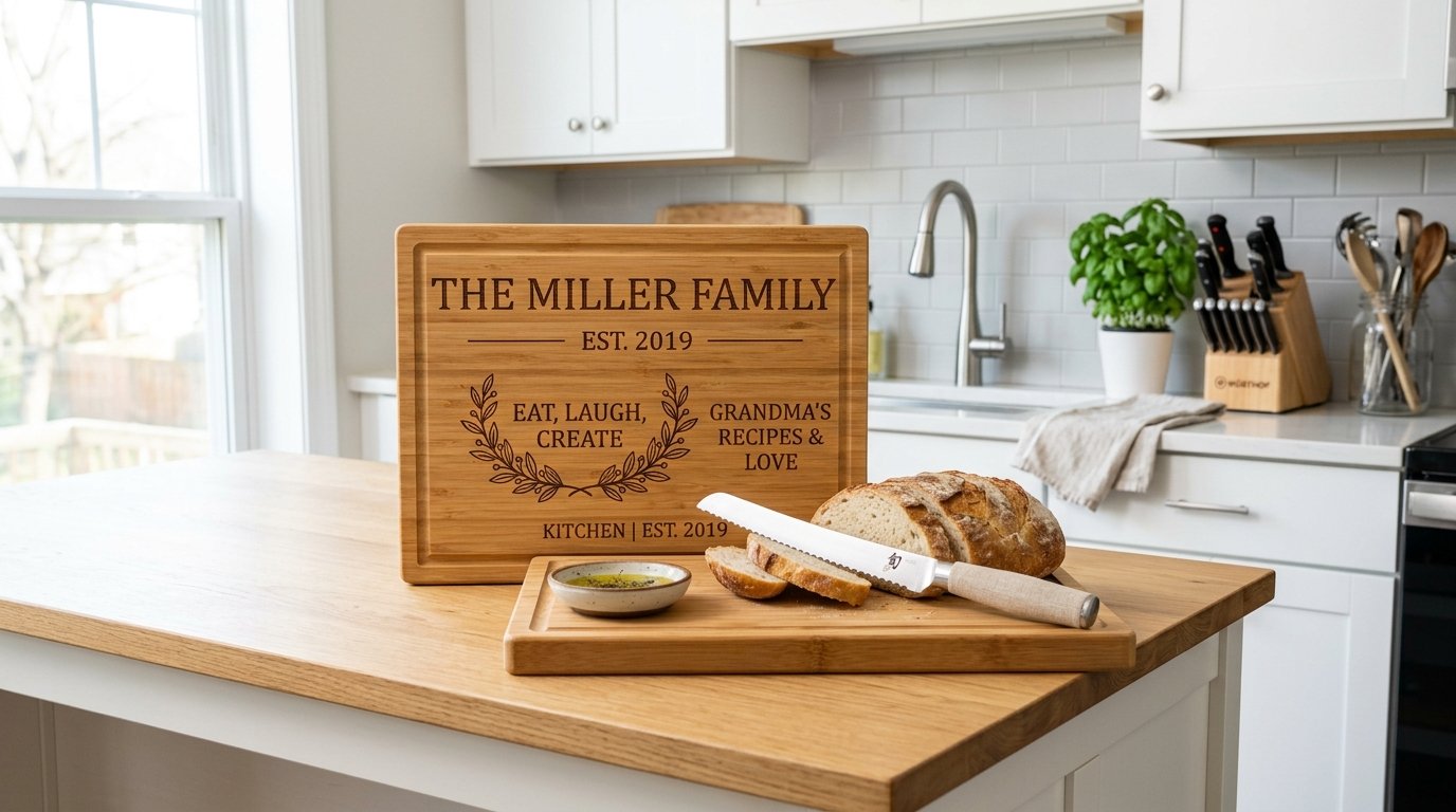Custom Engraved Bamboo Cutting Board Design