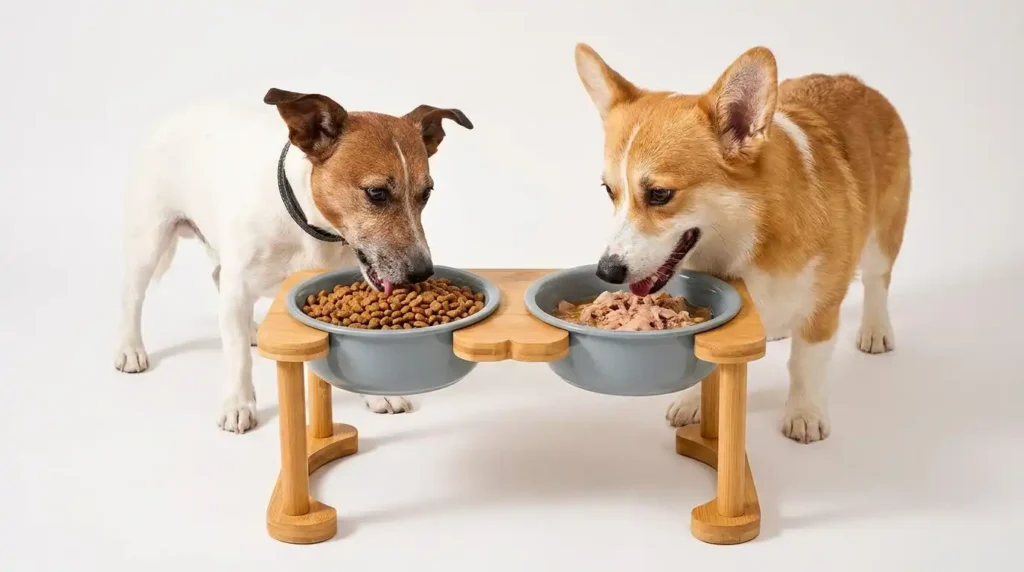 Bamboo Pet Double Bowl Stand